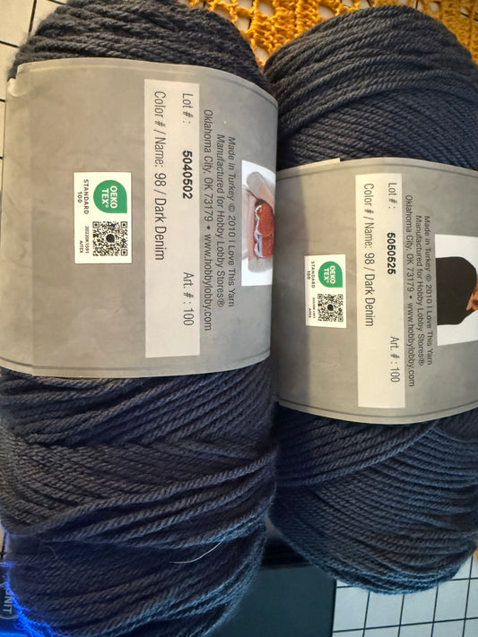 I love this yarn - Hobby Lobby - dark denim