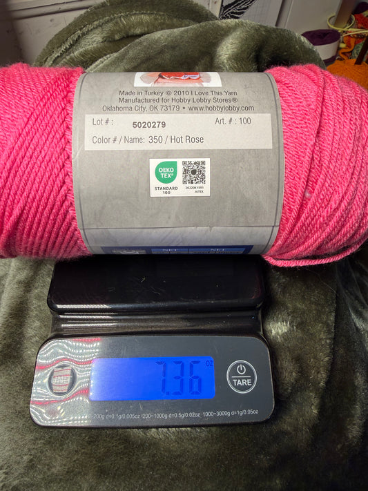 I love this yarn - Hobby Lobby - Hot Rose