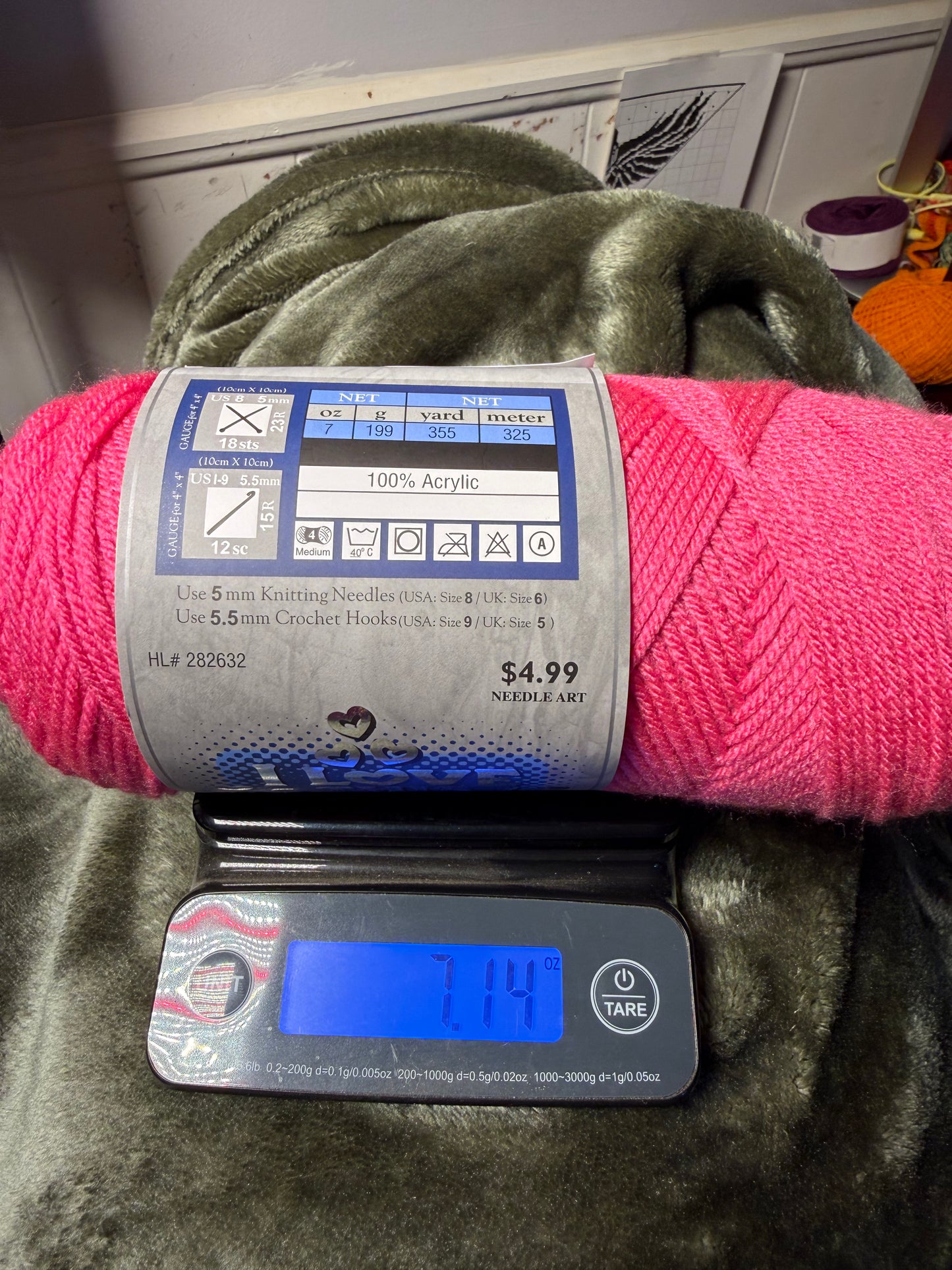 I love this yarn - Hobby Lobby - Hot Rose